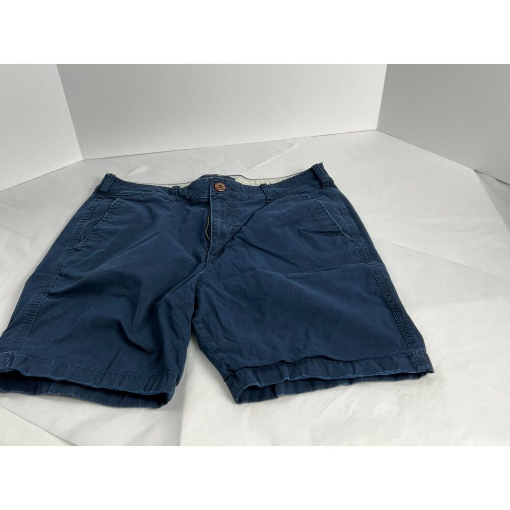Hollister Beach Prep Chino Shorts Mens 34 Navy Blue Flat Front Epic Flex EUC